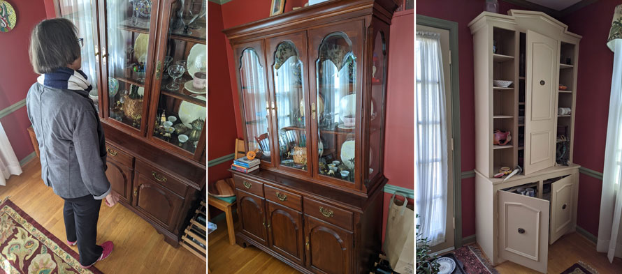 Three reference images of a dresser.